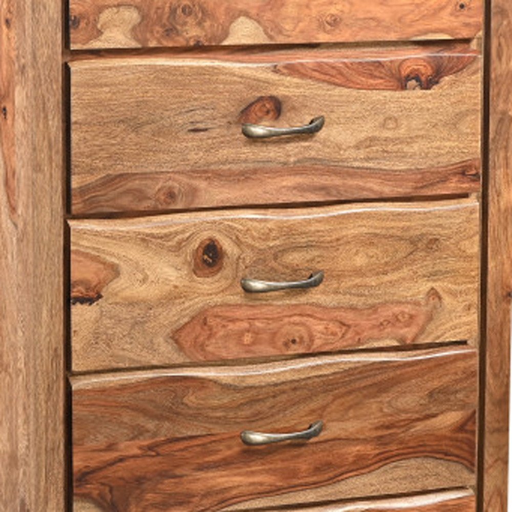 51" Brown Solid Wood Live Edge Five Drawer Standard Chest HomeRoots