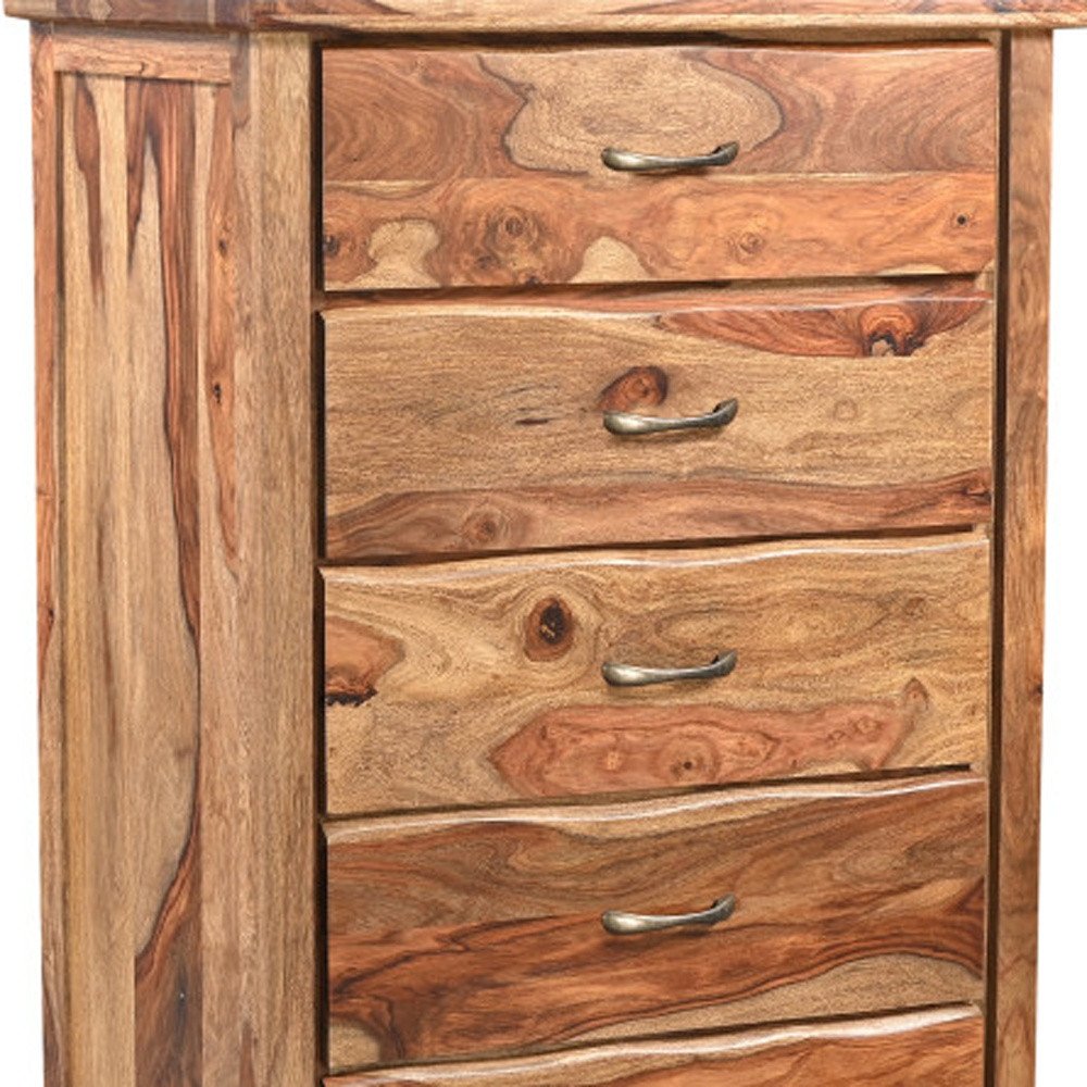 51" Brown Solid Wood Live Edge Five Drawer Standard Chest — view 14