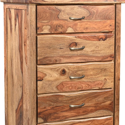 51" Brown Solid Wood Live Edge Five Drawer Standard Chest HomeRoots