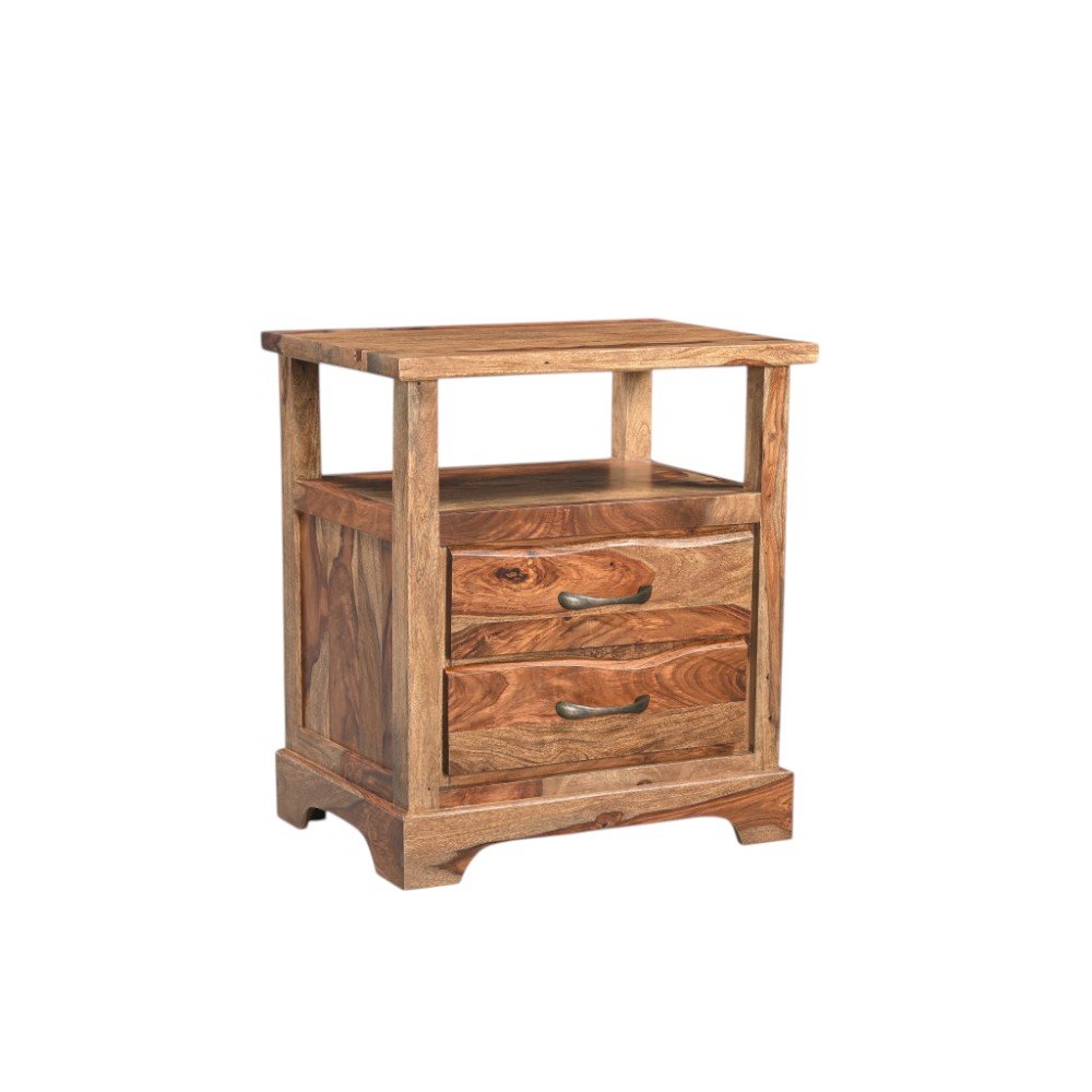 27" Brown Solid Wood Two Drawer Nightstand HomeRoots