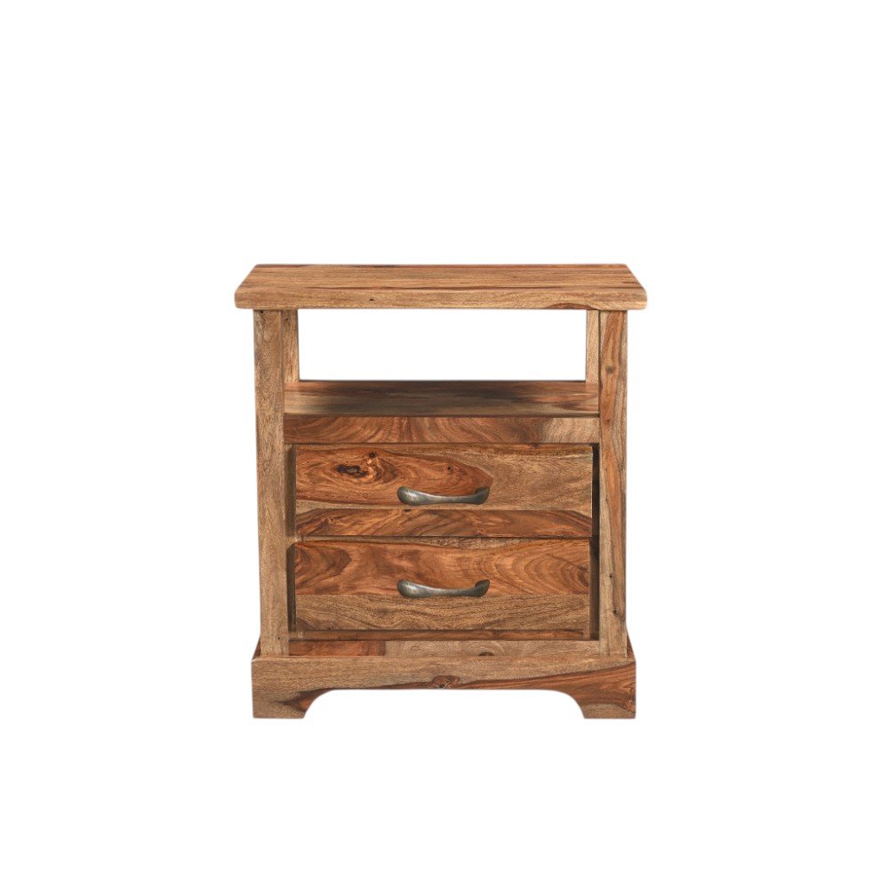 27" Brown Solid Wood Two Drawer Nightstand HomeRoots