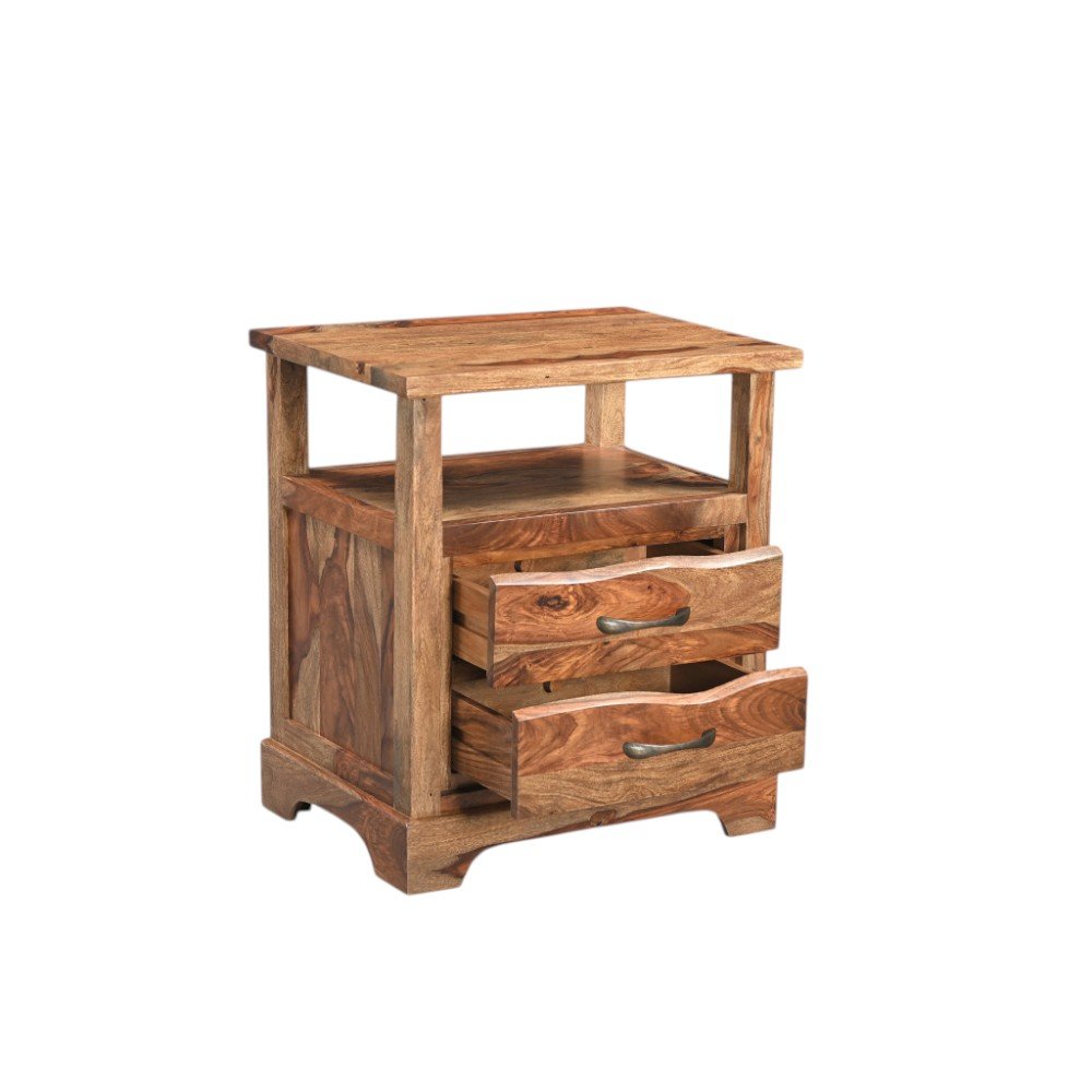 27" Brown Solid Wood Two Drawer Nightstand HomeRoots