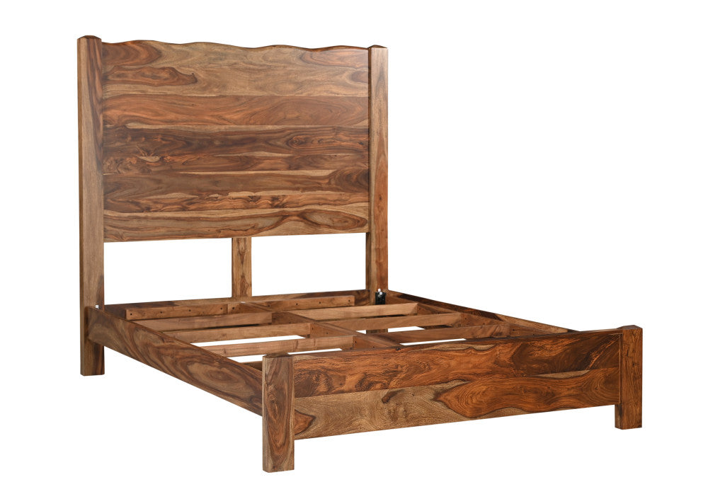 Brown Live Edge Solid Wood Queen Bed Frame