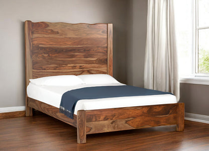 Brown Live Edge Solid Wood Queen Bed Frame