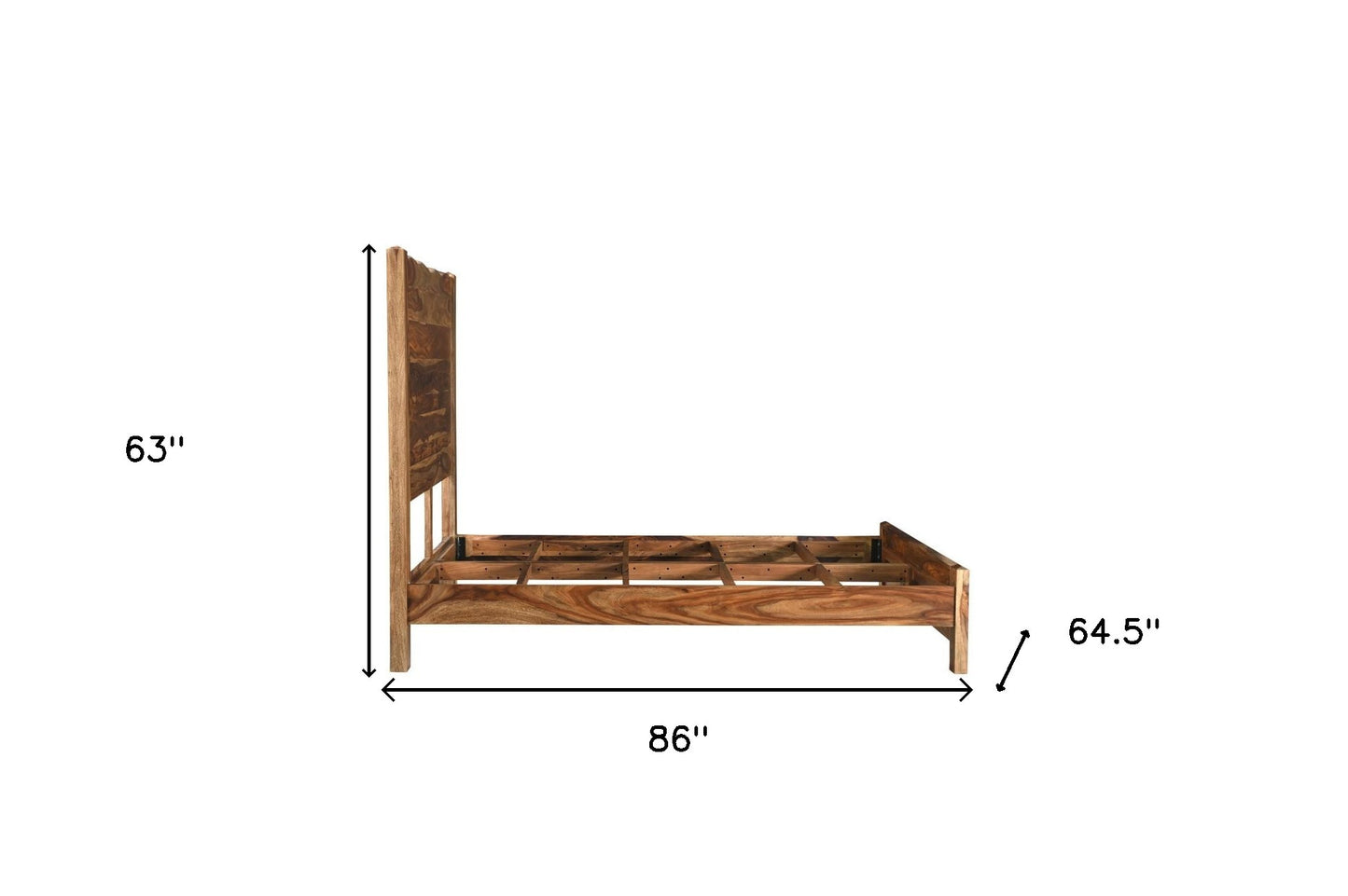 Brown Live Edge Solid Wood Queen Bed Frame