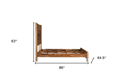 Brown Live Edge Solid Wood Queen Bed Frame