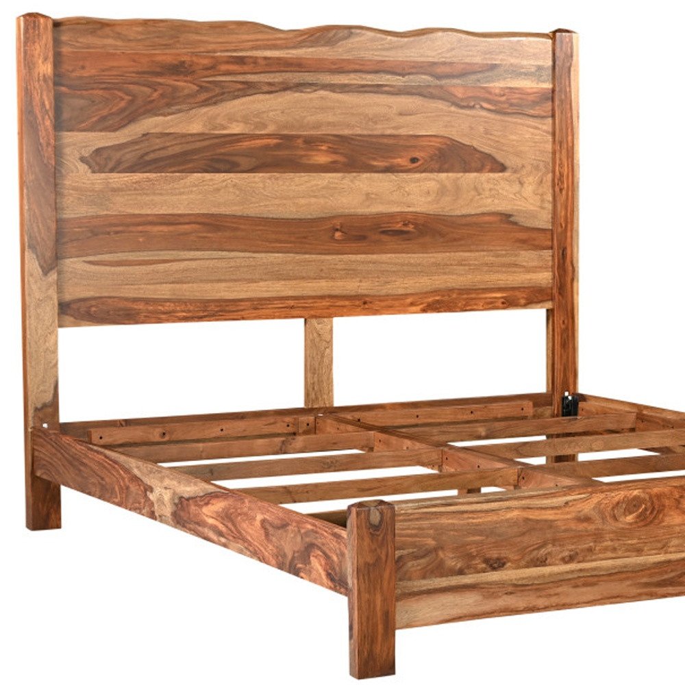 Brown Live Edge Solid Wood King Bed Frame HomeRoots
