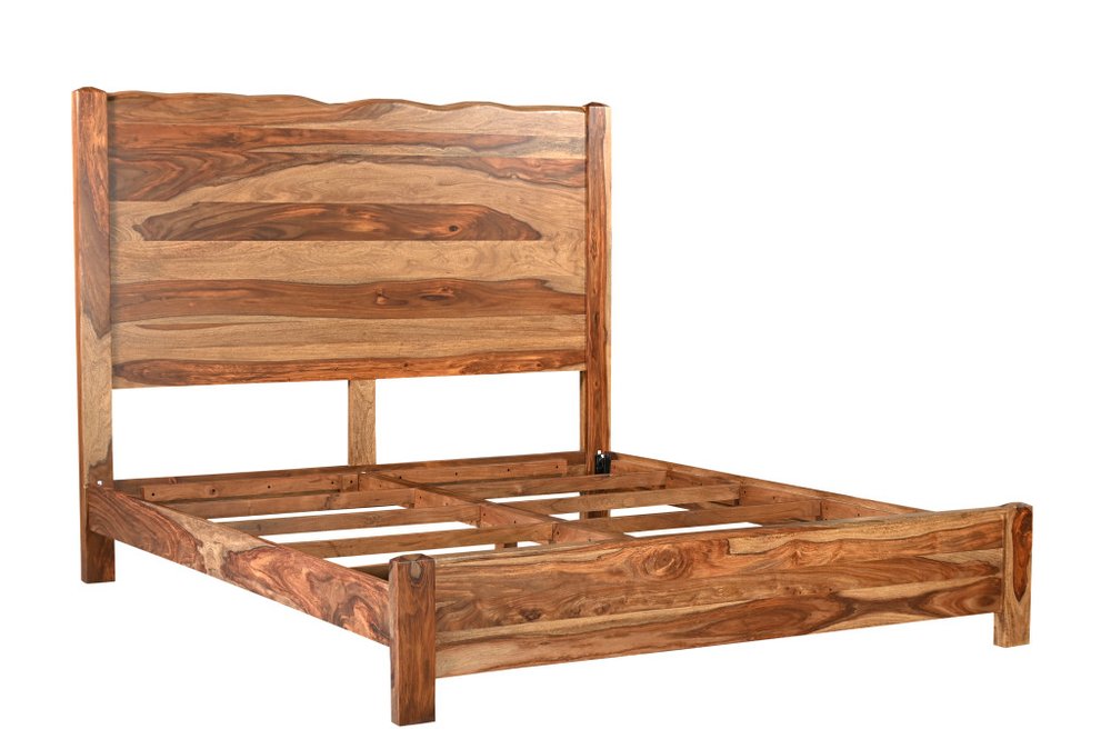 Brown Live Edge Solid Wood King Bed Frame HomeRoots