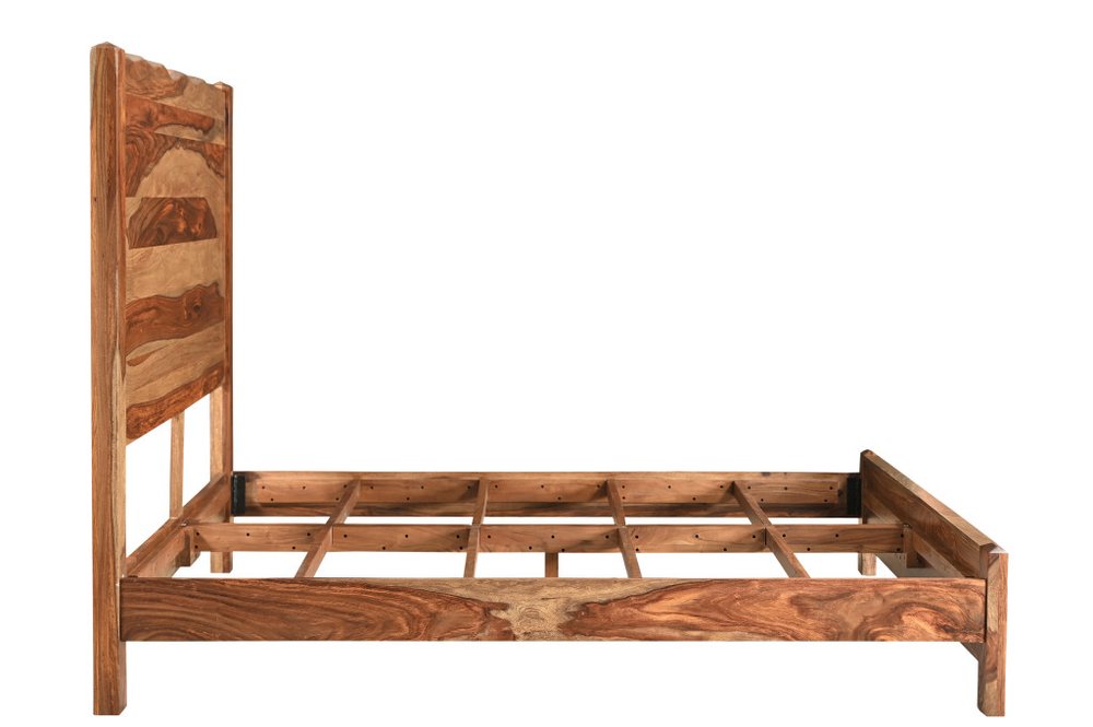 Brown Live Edge Solid Wood King Bed Frame HomeRoots
