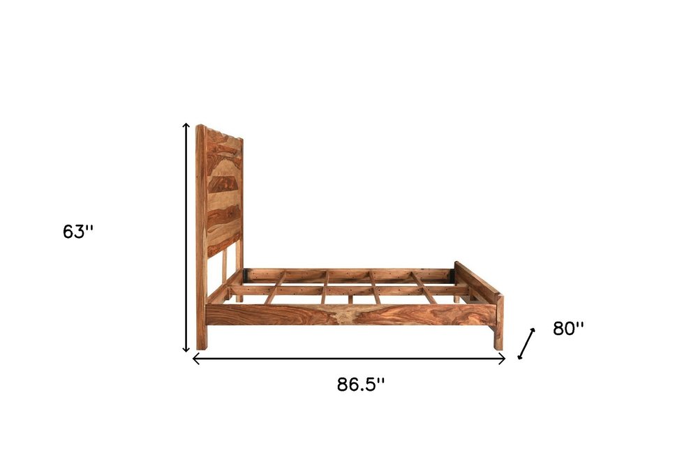 Brown Live Edge Solid Wood King Bed Frame HomeRoots