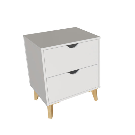 24" White Two Drawer Faux Wood Nightstand