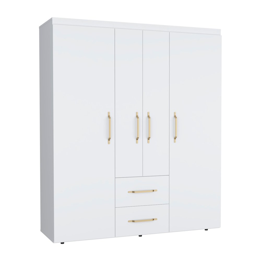 70" White Wood And Metal Four Door Two Drawer Combo Dresser — view 5