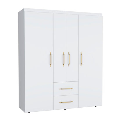 70" White Wood And Metal Four Door Two Drawer Combo Dresser
