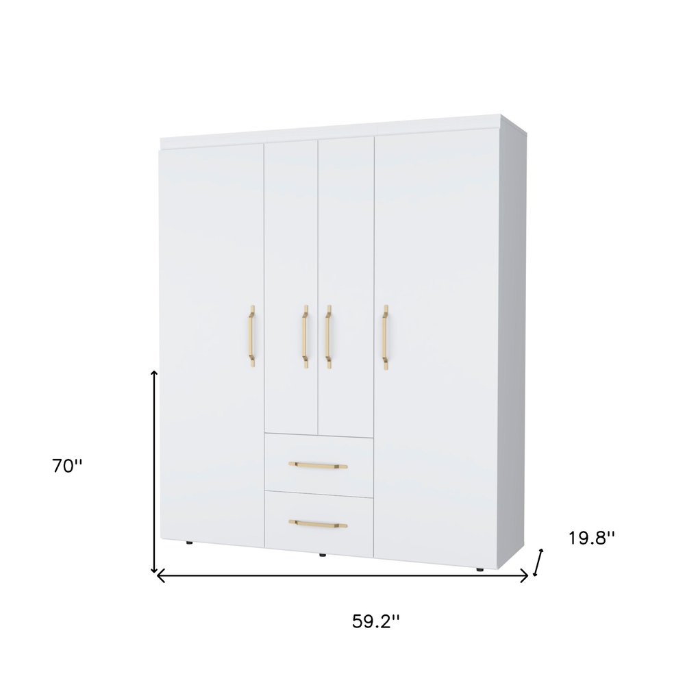70" White Wood And Metal Four Door Two Drawer Combo Dresser — view 7