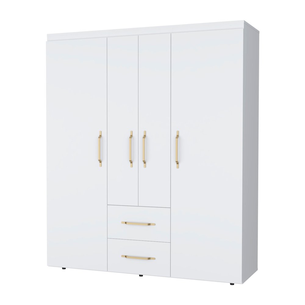 70" White Wood And Metal Four Door Two Drawer Combo Dresser — view 1