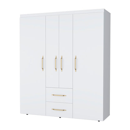 70" White Wood And Metal Four Door Two Drawer Combo Dresser
