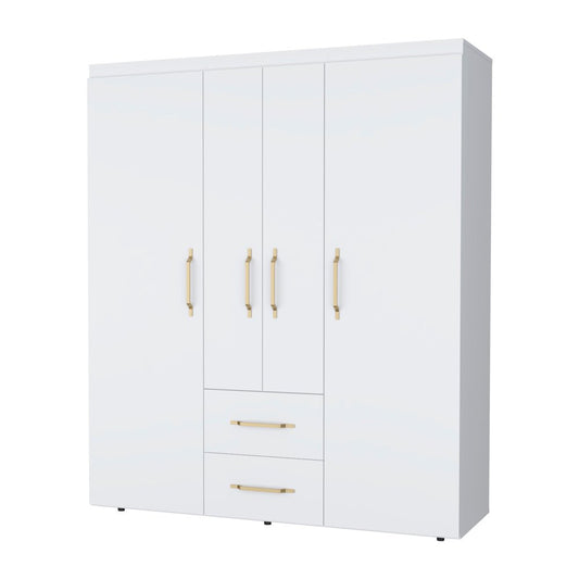 70" White Wood And Metal Four Door Two Drawer Combo Dresser