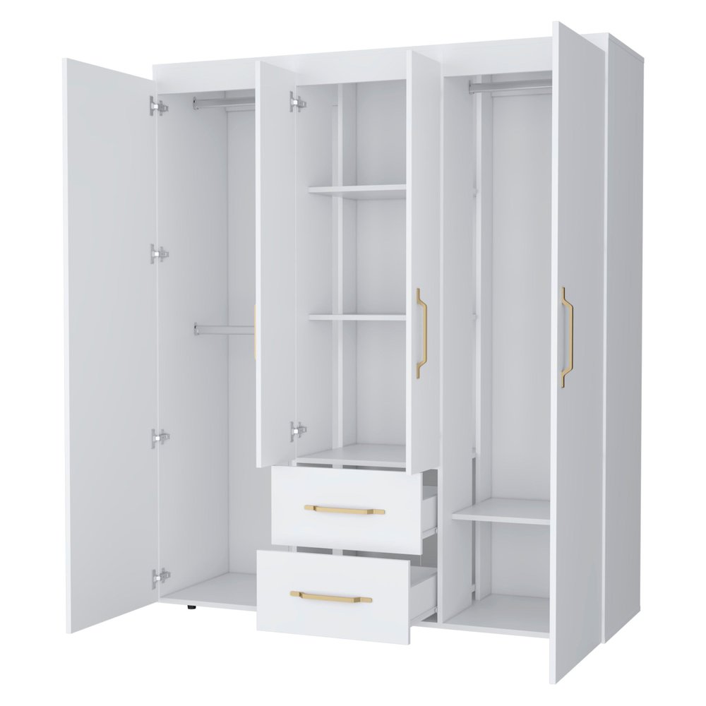 70" White Wood Four Door Two Drawer Combo Dresser HomeRoots