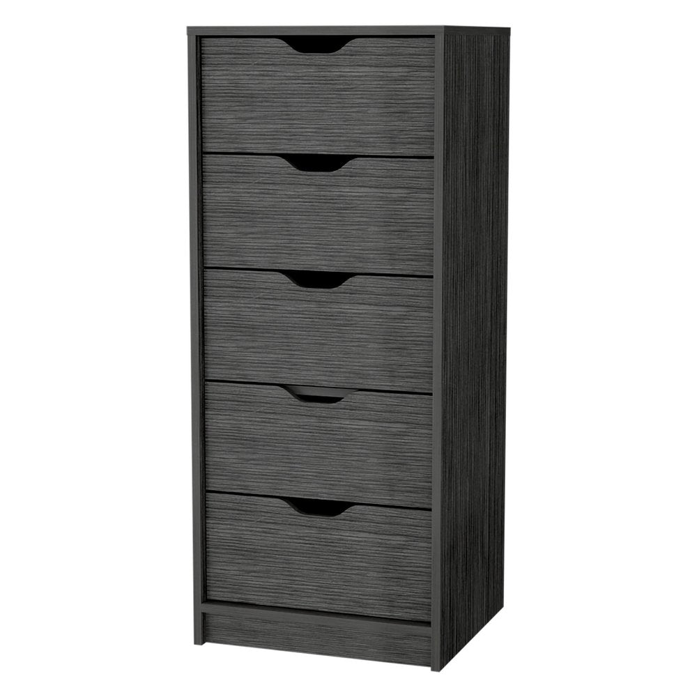 18" Gray Wood Five Drawer Dresser — view 1