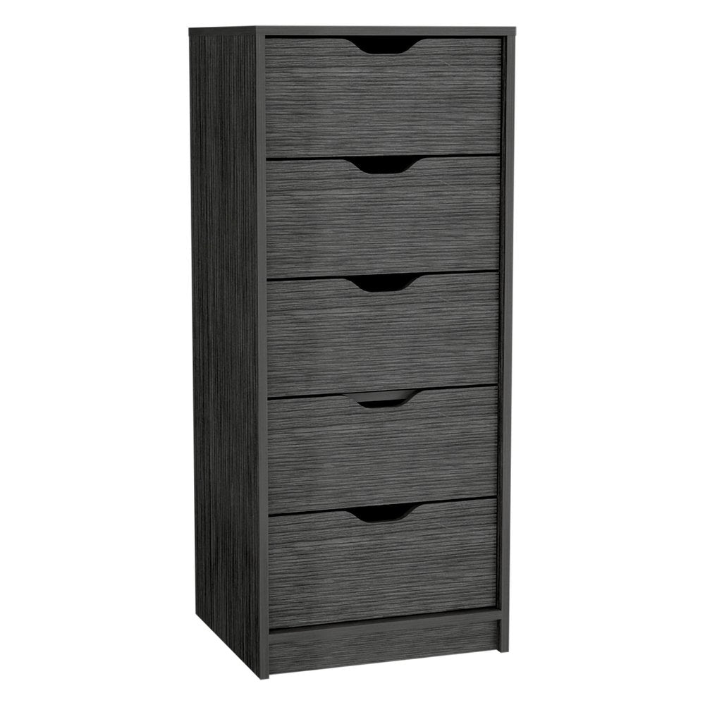 18" Gray Wood Five Drawer Dresser — view 5