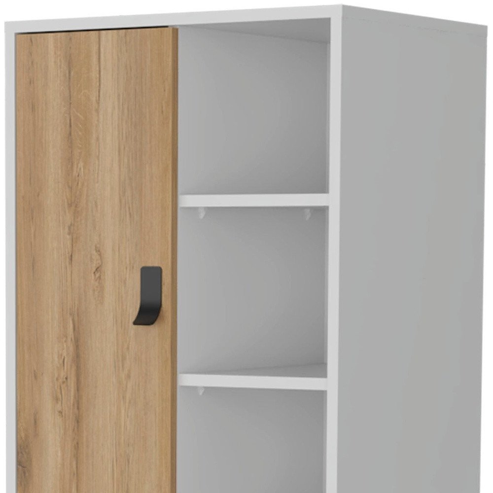 52" Natural And White Wood And Metal Two Drawer Combo Dresser