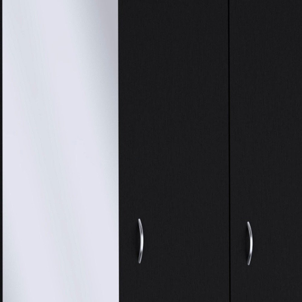71" Black Wood And Metal Mirrored Three Door Two Drawer Combo Dresser
