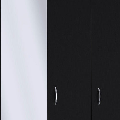 71" Black Wood And Metal Mirrored Three Door Two Drawer Combo Dresser