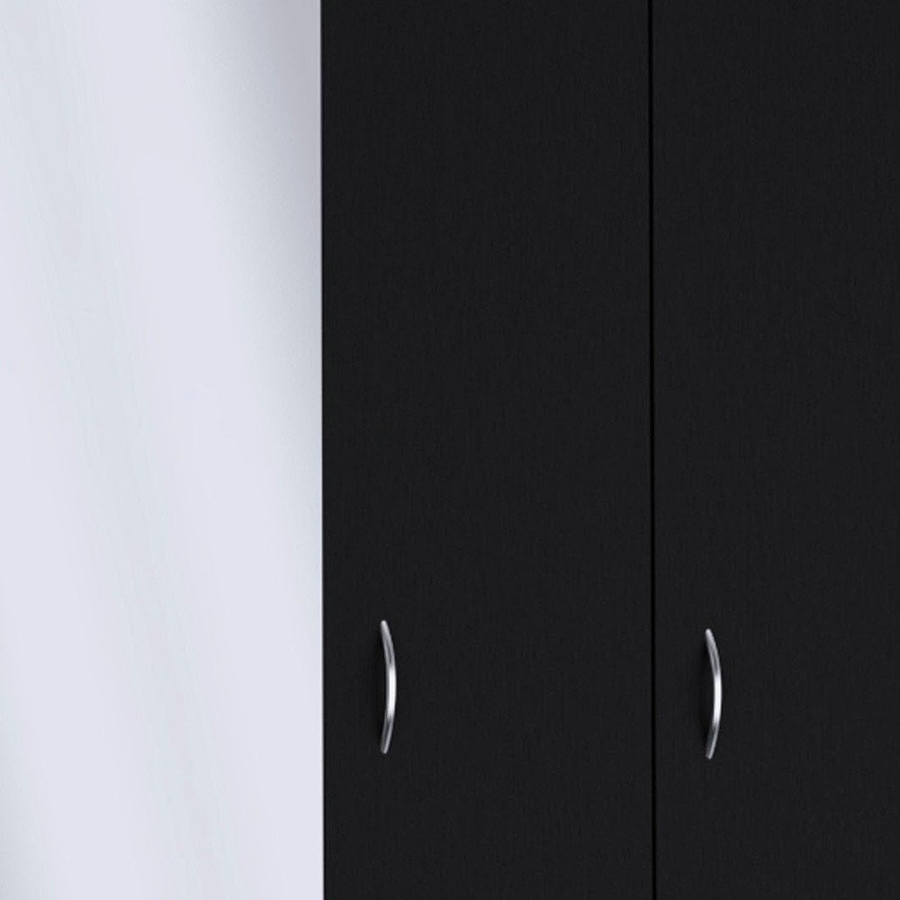 71" Black Wood And Metal Mirrored Three Door Two Drawer Combo Dresser — view 4