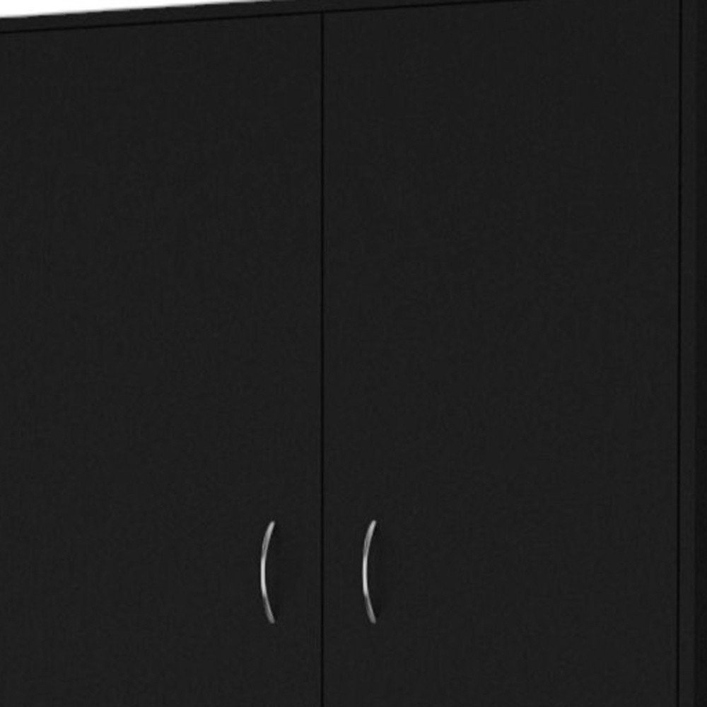 71" Black Wood And Metal Two Door Three Drawer Combo Dresser — view 5