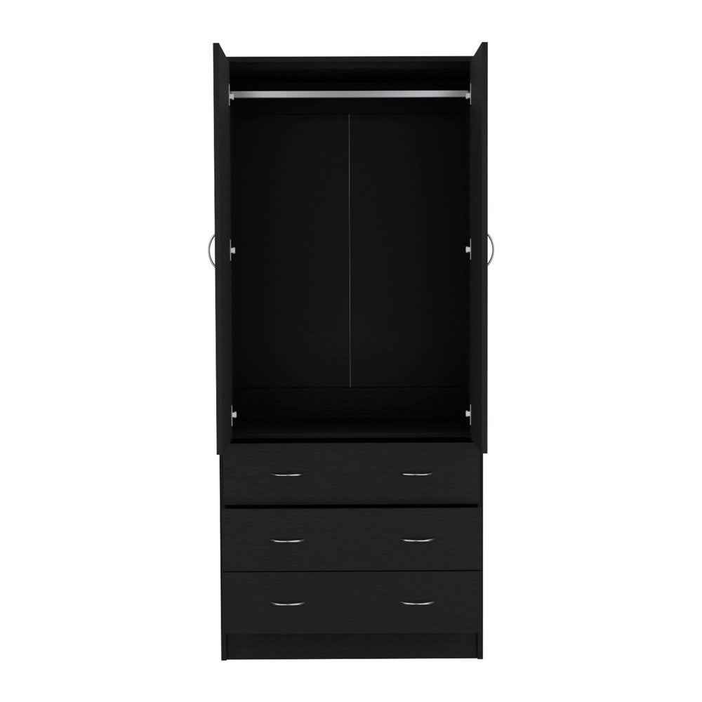 71" Black Two Door Three Drawer Combo Dresser — view 2