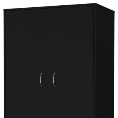 71" Black Wood And Metal Two Door Three Drawer Combo Dresser