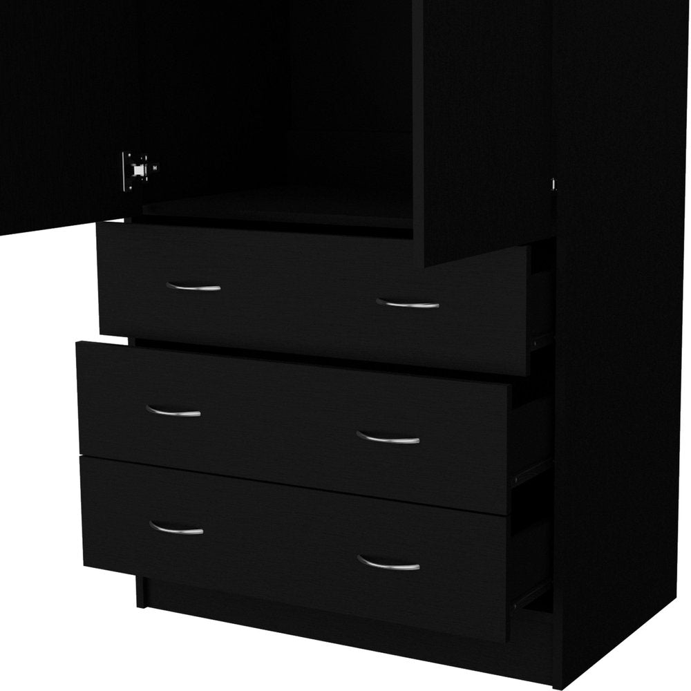 71" Black Two Door Three Drawer Combo Dresser — view 3
