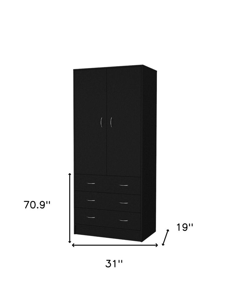 71" Black Two Door Three Drawer Combo Dresser — view 7