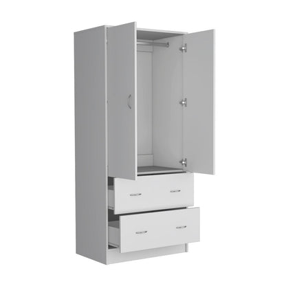 71" White Wood And Metal Two Door Two Drawer Combo Dresser
