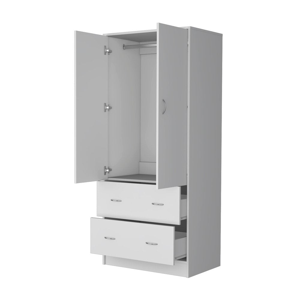 71" White Wood And Metal Two Door Two Drawer Combo Dresser — view 2