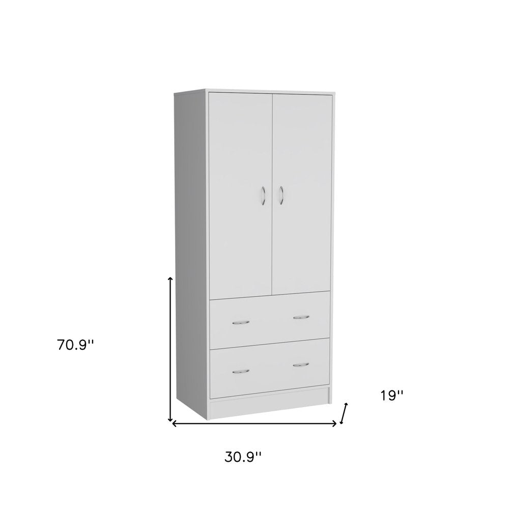 71" White Wood And Metal Two Door Two Drawer Combo Dresser