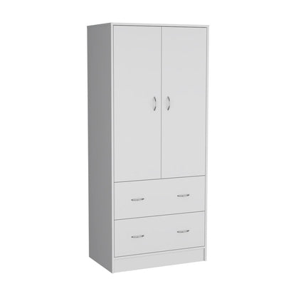 71" White Wood And Metal Two Door Two Drawer Combo Dresser