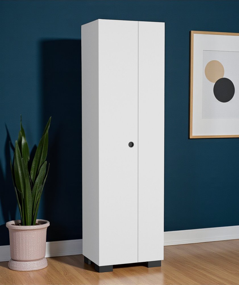 20" White and Black Wood Accent Cabinet With Two Doors HomeRoots