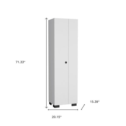 20" White and Black Wood Accent Cabinet With Two Doors