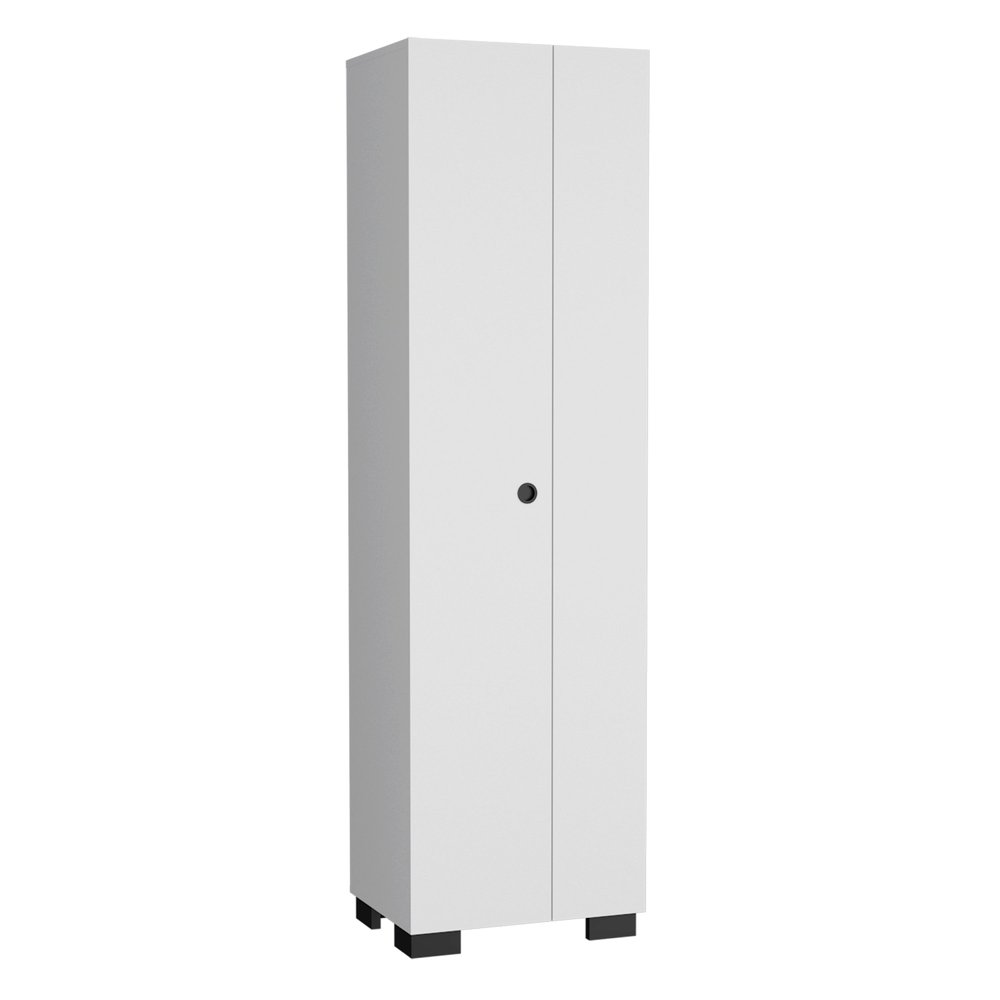20" White and Black Wood Accent Cabinet With Two Doors HomeRoots