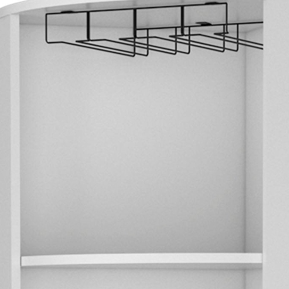 71" White Wood Corner Bar Cabinet