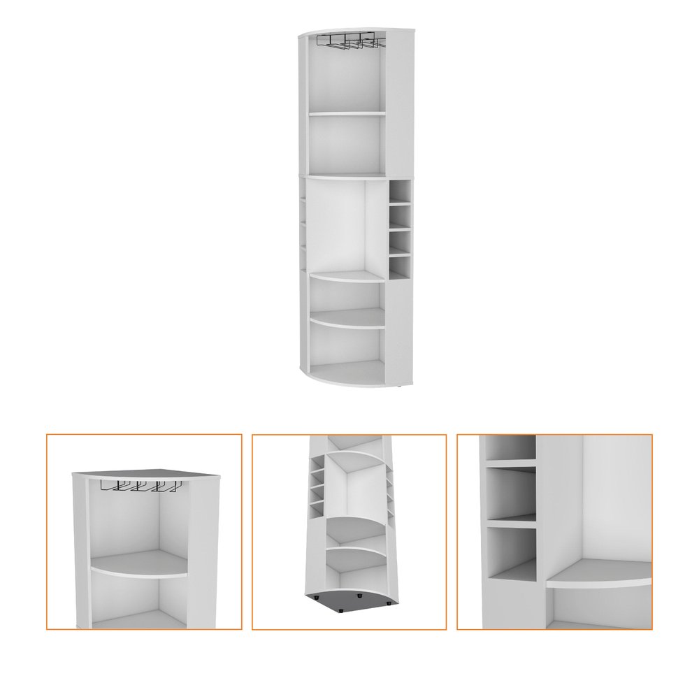 71" White Wood Corner Bar Cabinet — view 2