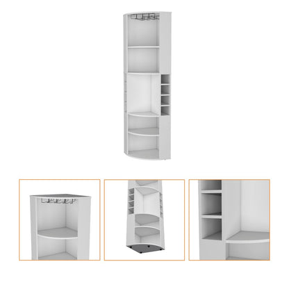 71" White Wood Corner Bar Cabinet