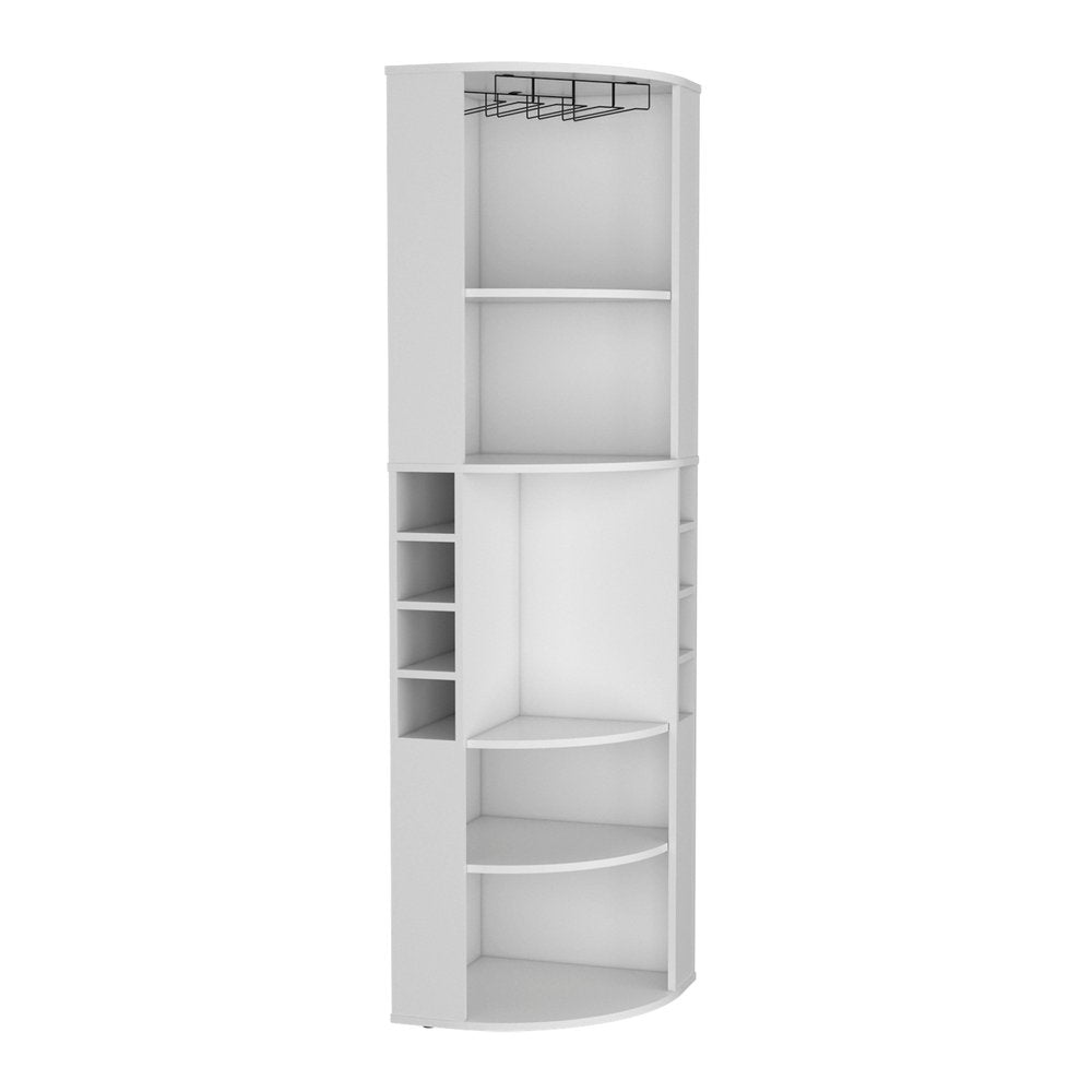 71" White Wood Corner Bar Cabinet — view 4