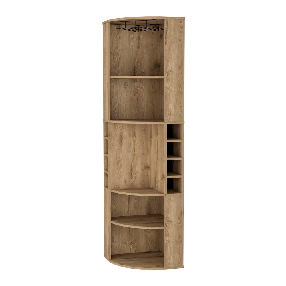 71" Natural Wood Corner Bar Cabinet — view 1