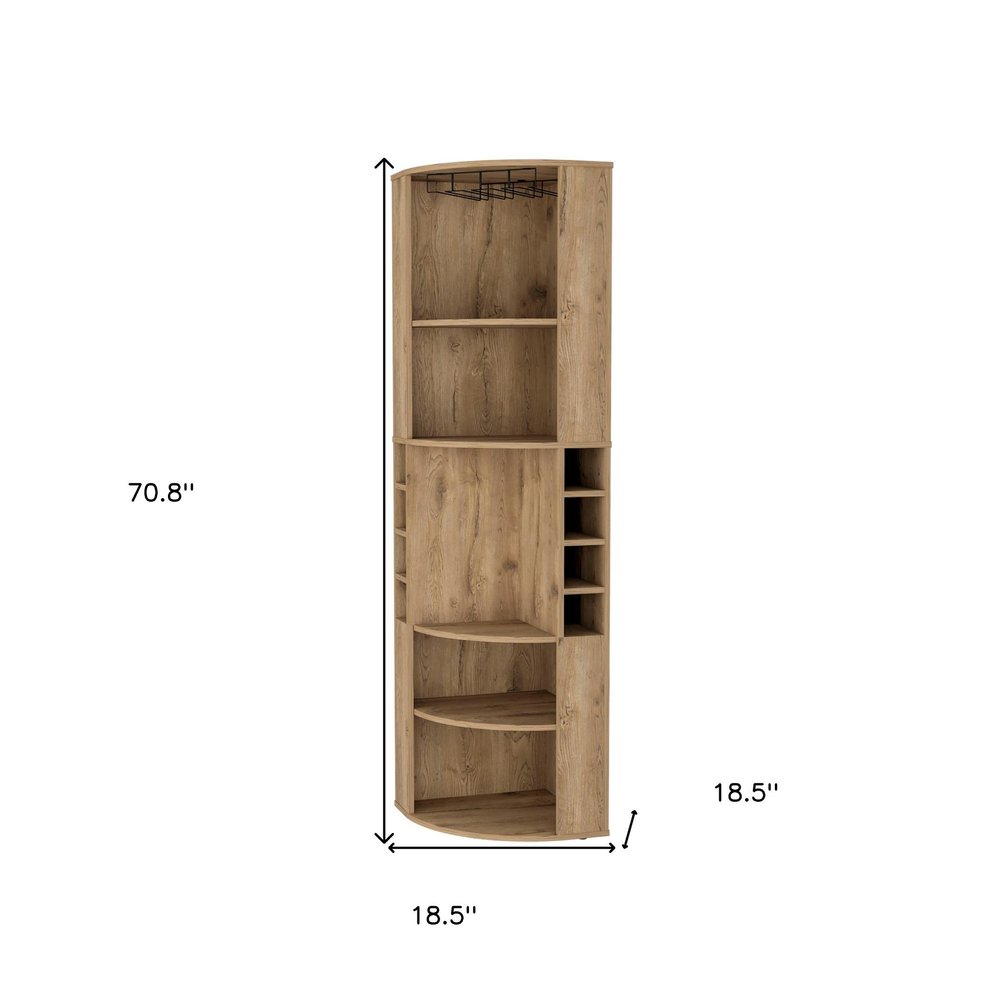 71" Natural Wood Corner Bar Cabinet — view 5