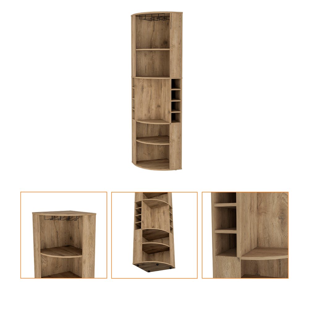 71" Natural Wood Corner Bar Cabinet — view 2