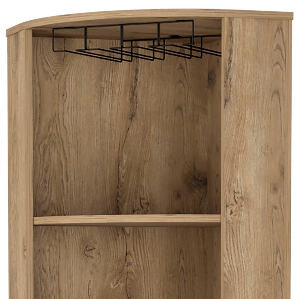 71" Natural Wood Corner Bar Cabinet