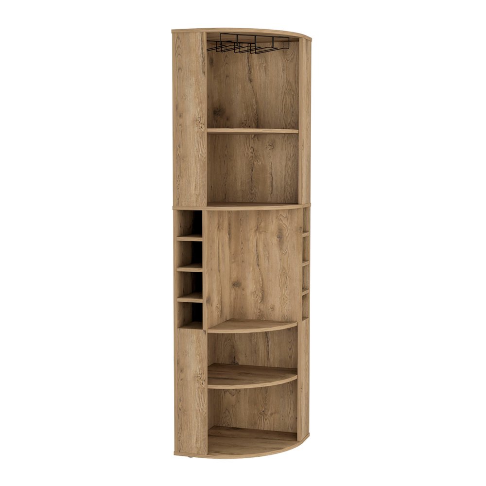 71" Natural Wood Corner Bar Cabinet — view 4