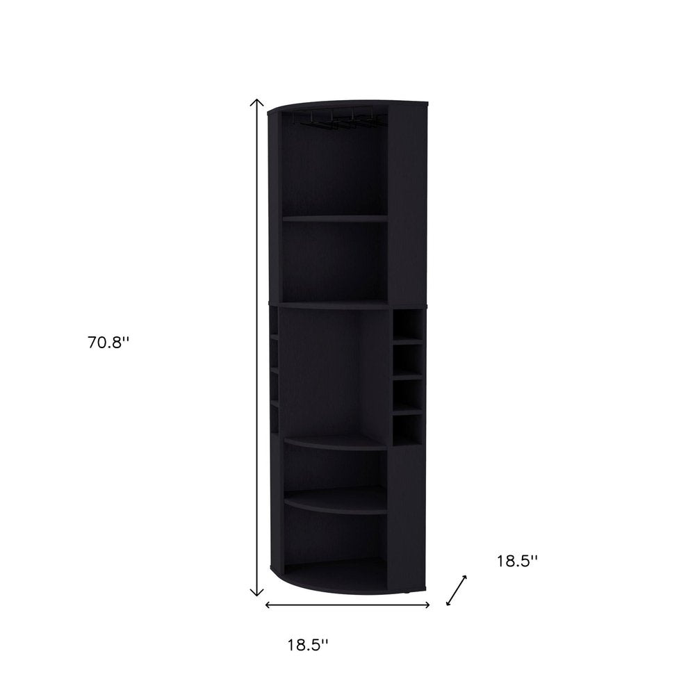 19" Black Wood Corner Bar Cabinet — view 7